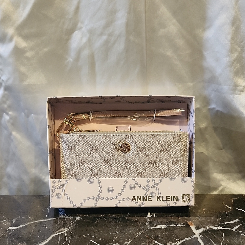 Brand New- Anne Klein Cream Wallet with Gold Details